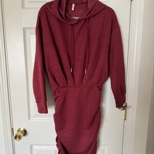 Burgundy Hooded Dress